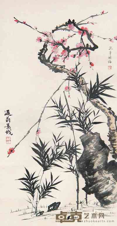梅兰芳 叶恭绰 梅竹 立轴 75×40cm